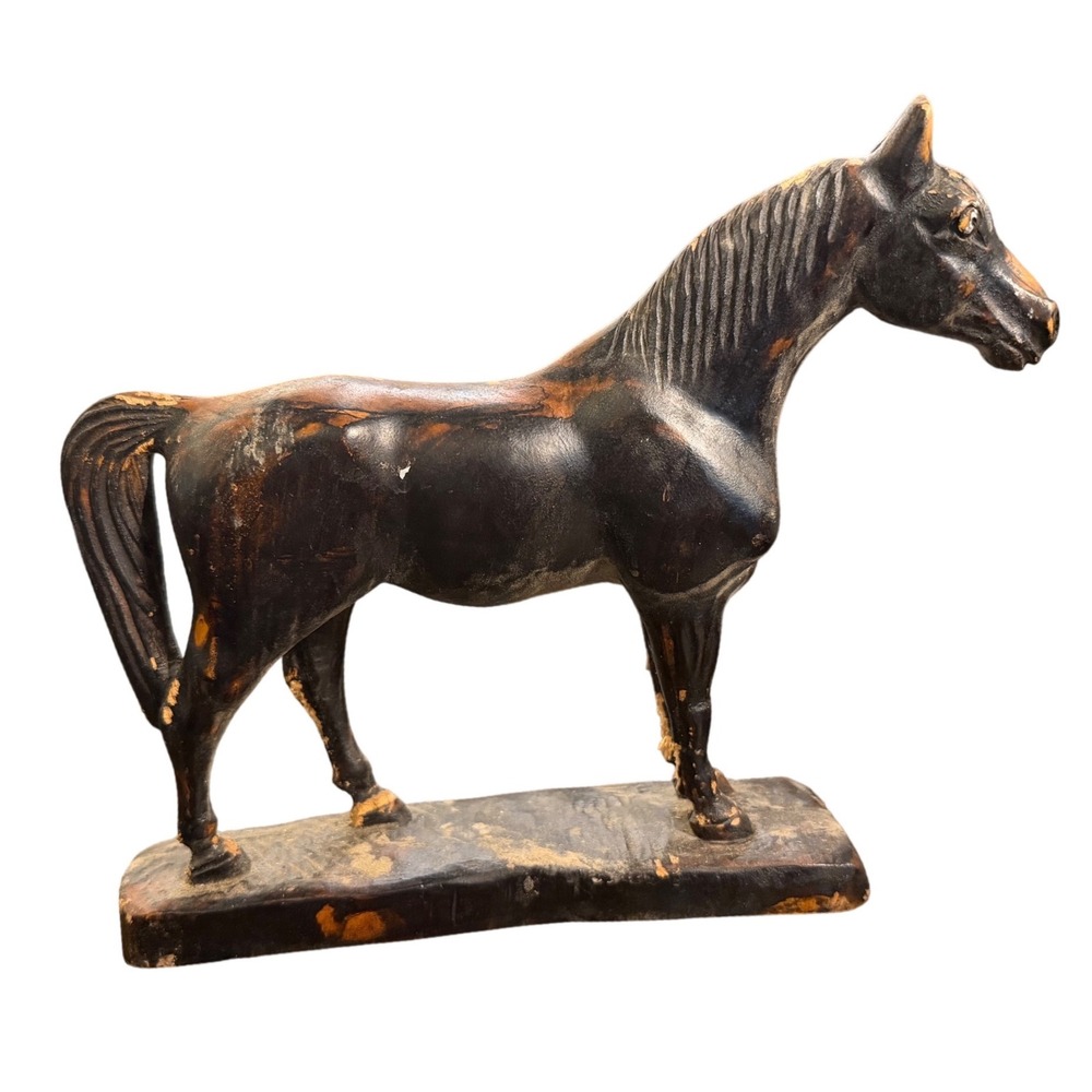 Vintage 1975 F. Morawiec Hand Carved Wood Horse Sculpture 9" Signed Folk Art